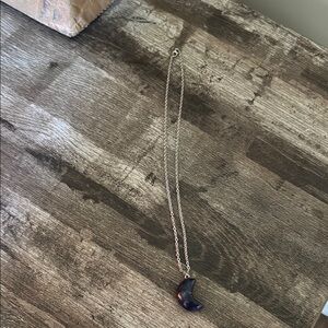 Elegant Silver Necklace with Black Pendant